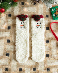 Christmas Coral Fleece Fun Print Warm Socks