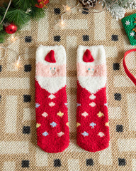Christmas Coral Fleece Fun Print Warm Socks