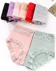 Women's Pure Cotton Breathable Skin-friendly Lace Trim Tummy Control Panties