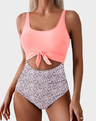 Ruched Tie-Knot Tummy Control One-Piece Swimsuit