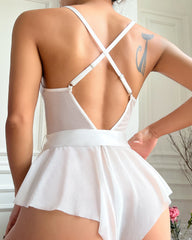 Bow-Tie Lace Backless See-Through Sexy Lingerie