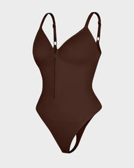 Seamless Zipper Front Shaping Thong Bodysuit