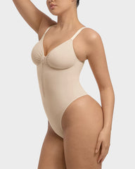 Seamless Zipper Front Shaping Thong Bodysuit
