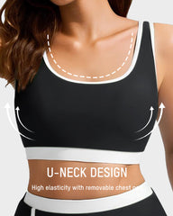 Sporty Color Block Side Slit Skirted Bikini Set