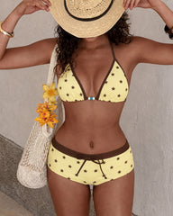Beach Colorblock Striped Print Bikini Set