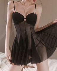 Sexy See-through Mesh Pleated Slip Nightgowns