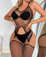 Sexy Elastic Hollow-Out Lingerie Set with Stockings