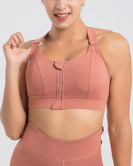 Plus Size Shock Absober Zip-Front High Impact Sports Bra
