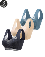 3-Pack Plus Size Seamless Comfort Lace Bras