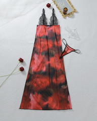 Floral Sheer Mesh Lace Maxi Lingerie Set