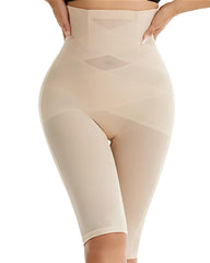 Women's Double Cross Mesh Seamless High Waist Tummy Lifting Buttocks Shaping Tights