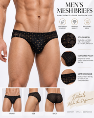 2-Pack Men's Sheer Mesh Diamond Pattern Briefs
