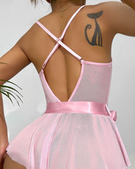 Bow-Tie Lace Backless See-Through Sexy Lingerie