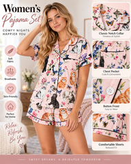 Multi-Print Short Sleeve Button-Down Pajama Set