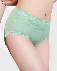 Women's Pure Cotton Breathable Skin-friendly Lace Trim Tummy Control Panties
