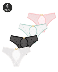 4-Pack Sexy Cutout Metal Butterfly Detail Panties