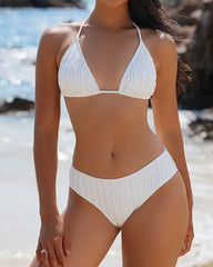 Beach Sexy Halter Bikini and 3D Floral Long Sundress