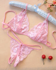 Sexy Open-Crotch Exposed Breasts Lace Lingerie Set