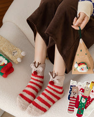 Christmas Coral Fleece Fun Print Warm Socks