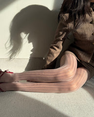 Vintage Sexy Vertical Striped Jacquard Sheer Stockings