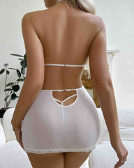 Sexy Lace See-through Backless Halter-neck Bodysuit Nightgown