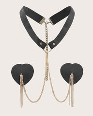 Chain Linked Nipple Cover With Choker