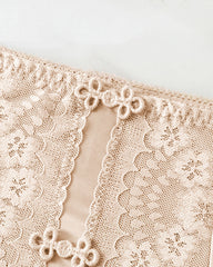 Plus Size Lace Sheer Mesh Seamless High-waisted Panties