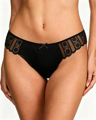 Women's Bow-tie Lace See-through Tulle Breathable Thong