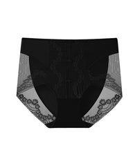 Plus Size Lace Sheer Mesh Seamless High-waisted Panties