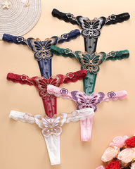 Sexy Butterfly Embroidered Low-rise Thong