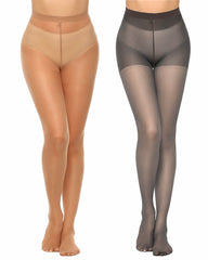 2-Pack 20D High-Waisted Sheer Silky Nylon Pantyhose