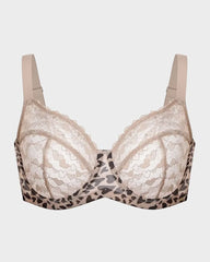 Plus Size Sexy Leopard Heart Lace Push-Up Bra