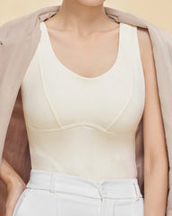 Silk Patch Fleece-Lined Fixed Cups Wire-Free Comfortable Warm Vest