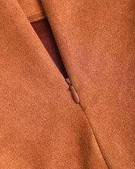 Retro Pleated Faux Suede Slim-fit Mid-waist Skirt