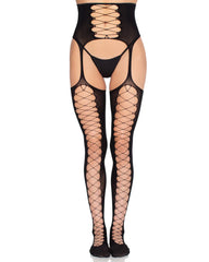 Sexy Black Stretch Fishnet Garter Belt Stockings