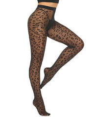 Two Pack High Waist Ultra Thin Leopard Print Sheer Tights Pantyhose