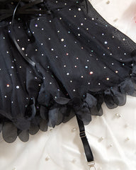 Sexy French-style Lace Mesh Sequined Lingerie Set