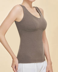Silk Patch Fleece-Lined Fixed Cups Wire-Free Comfortable Warm Vest
