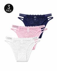 Multiple Packs Sexy Rhinestone Lace See-Through Thongs