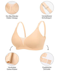 V-neck Comfortable Breathable Seamless Wire-free Push-up Mesh Bra