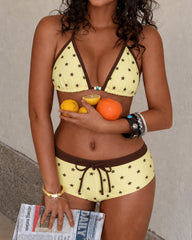 Beach Colorblock Striped Print Bikini Set