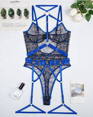 Leopard Print See-Through Mesh Bondage Sexy Underwire Bodysuit