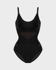 Criss-Cross Mesh Panel Sculpting Bodysuit
