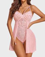 Womens Lace Bodysuit Teddy Chemise Sexy Nighty Mesh Sleepwear