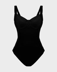 Deep V Lace-Up Back Sculpting Swimsuit