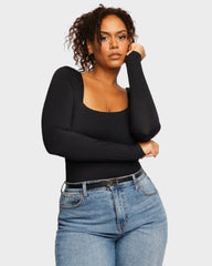 Trendy Square Neck Long Sleeve Bodysuit (2 Pack)