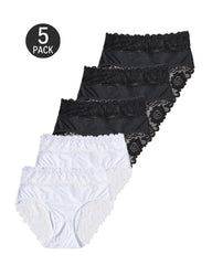 5-Pack Sexy Floral Lace High Elasticity Breathable Briefs