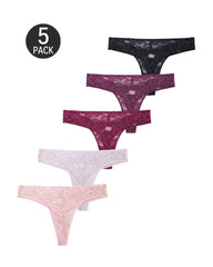 5-Pack Sexy Lace Openwork Seamless Thongs