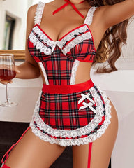 Sexy Hollow Backless Maid Uniform Suit