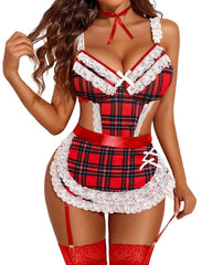 Sexy Hollow Backless Maid Uniform Suit